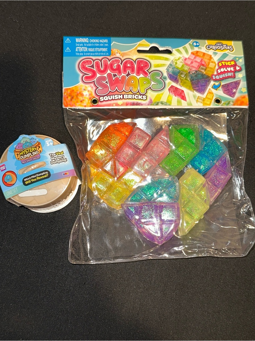 Sugar Swaps Squish Bricks - Rainbow Glitter Squishy Toy - 2 Bundle